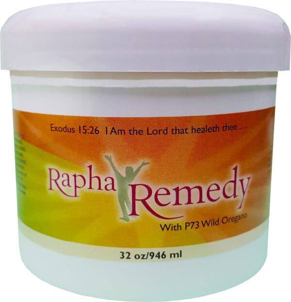 A jar of Rapha Remedy with P73 Wild Oregano.