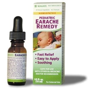 A bottle of Pediatric Earache Remedy with a box.