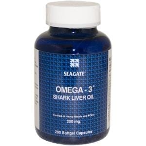 A bottle of Omega 3 Shark Liver Oil.