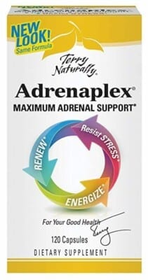 A box of Adrenaplex maximum adrenal support.