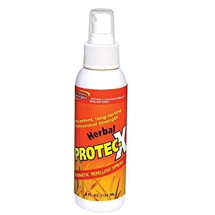 A bottle of Herbal Protec-X spray on a white background.