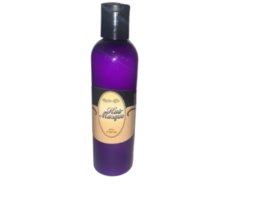 A bottle of Rapha Spa Hair Masque on a black background.