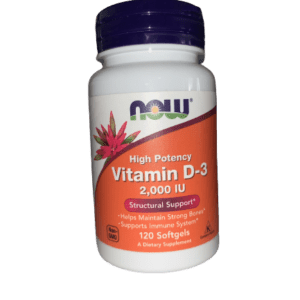 Now Vitamin D 3 bottle on a transparent background section.