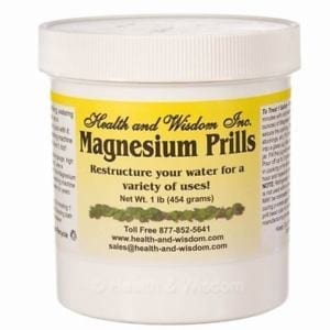 Magnesium Prills Satchel, 90grams (Treats one gallon) in a white jar.