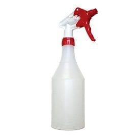 A white Spray Bottle with a red handle.