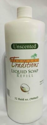 A gallon of Tropical Traditions Liquid Soap Refill.
