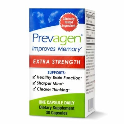 A box of prevegen improves memory extra strength.