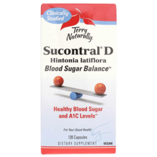 A bottle of Sucontral D blood sugar balance.